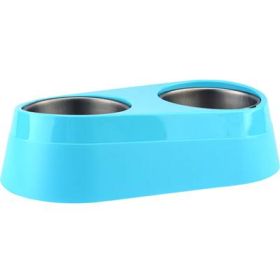 O2C Chill Pet Double Bowl Blue